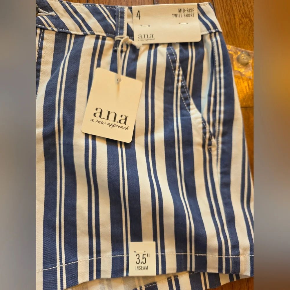 a.n.a Navy and White Striped Shorts - Picture 2 of 5
